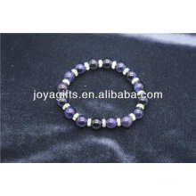 Handmade natural blue gold stone with diamante alloy bracelet